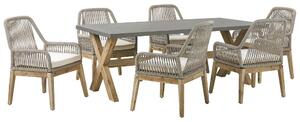 Set da pranzo da giardino Tavolo in cemento grigio 6 sedie in propilene di vimini beige dal design moderno Beliani