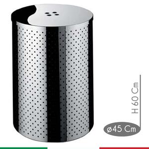 Portabiancheria Taormina Midi diametro 45xh60 cm - L 95 con coperchio in Acciaio 4 fori Inox Aisi 430