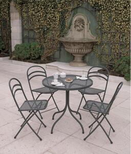 Set Tavolo Da Giardino Bistrot da 80 cm con 4 Sedie richiudibili flipper Dimensioni Tavolo 80xh75 cm - Peso 19 kg struttura in trattato antiruggine 100x100 riciclabile colore grigio antracite