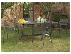 Set Tavolo Da Giardino Hermes da 160 cm con 4 Sedie LOLA 2 Dimensioni Tavolo 160x80xh75 cm - struttura in trattato antiruggine 100x100 riciclabile colore grigio antracite