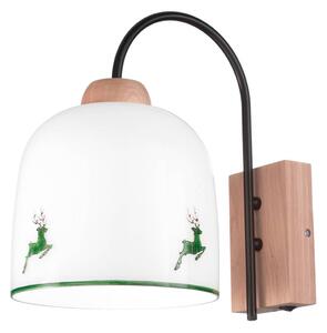 Austrolux Kolarz Chalet applique, bianco/verde cervo, larghezza 19 cm