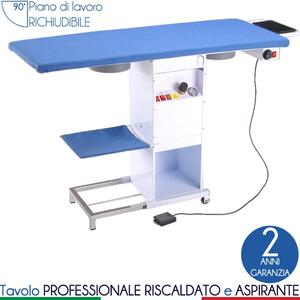Tavolo da stiro rettangolare piano 129X51 cm. riscaldato ed aspirante. regolazione temperatura piano con termostato