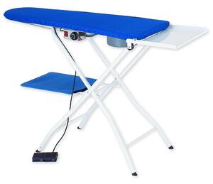 Asse da stiro aspirante riscaldato e soffiante 112x42xh85-90 max cm dotato di due motori e di una pedaliera