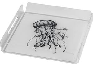 Vassoio quadrato like water mini jellyfish, dimensioni h20x20x4 cm, spessore 5 mm