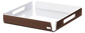 Vassoio quadrato Mini Like Water dimensioni 20x20xh4 cm, spessore 5 mm adatto a servire dolci, aperitivi e portate Marrone satinato