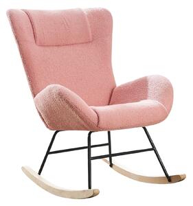 Poltrona a dondolo da relax con schienale ergonomico e braccioli di supporto, Rosa