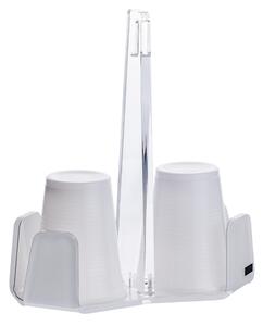 Porta bicchieri caffe' doppio bianco mono satinato, dimensioni 14,8x8,5xH18 cm, spessore 5 mm bianco satinato