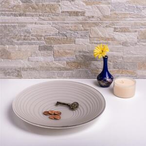 Vuotatasche circle taupe satin white, dimensioni �26x18xH3 cm, spessore 3 mm