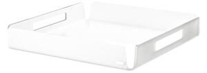 Vassoio quadrato in cristallo acrilico Piccolo Like water, Dimensioni 30x30xH5 cm, spessore 5 mm trasparente utile per tazzine pasticcini dolci aperitivi bianco satinato