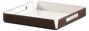 Vassoio quadrato in cristallo acrilico Piccolo Like water, Dimensioni 30x30xH5 cm, spessore 5 mm trasparente utile per tazzine pasticcini dolci aperitivi Marrone satinato