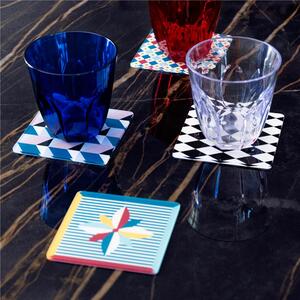 Sottobicchiere quadrato in plexiglas bicolore MODERN 10x10 cm colore in cristallo acrilico trasparente con base stampata; set da 6 pz