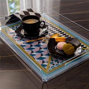 Vassoio Rettangolare Grande in cristallo acrilico MODER DECOR dimensioni 45x31xh 5 cm, (adatto x 12 Bicchieri o 8 tazzine caffe con piattino) multicolor