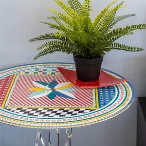 Tavolinetto rotondo FOULARD DECOR diametro 50xh55 cm spessore 12 mm in plexiglass spessore 12 mm multicolor