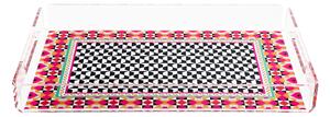 Vassoio Rettangolare small in cristallo acrilico ETHNIC DECOR dimensioni 32x22xh3,5 cm, (adatto x 6 Bicchieri o 4 tazzine con piattino) multicolor