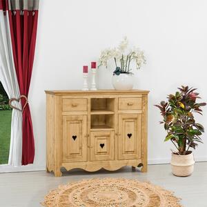 Base credenza 3 ante con cuore, 2 cassetti e 2 vani - LM-C16