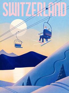 Illustrazione Ski Switzerland, Mark Harrison