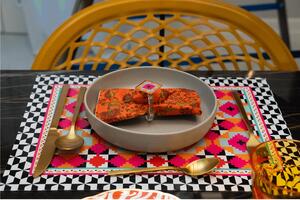 Tovaglietta da colazione rigida set 2 Pezzi in cristallo acrilico ETHNIC DECOR 40x30 cristallo acrilico rigido stampato