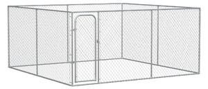 PawHut Kennel per Cani da Esterno a Maglie con Porta con Blocco in Acciaio zincato, 400x400x182cm, Argento|Aosom