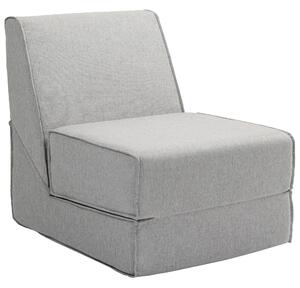 HOMCOM Poltrona Moderna da Pavimento Convertibile in Chaise Longue in Tessuto, Grigio Chiaro