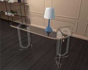 Tavolinetto , tavolo caff� in Cristallo acrilico ad alto spessore con decori al laser PEGGY 80x140xh73 cm