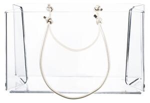 Portariviste, Shop Bag contenitore porta oggetti in plexiglas Decoro Trasparente 37x54x h37 cm colore Trasparente manici ecopelle