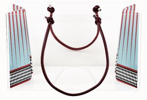 Portariviste, Shop Bag contenitore porta oggetti in plexiglas Decoro FOULARD 37x54x h37 cm colore multicolor manici ecopelle