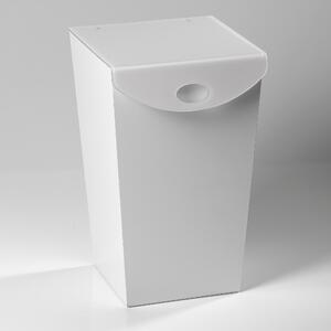 Portabiancheria WAVE 35x38x56 cm in Legno verniciato Bianco Coperchio in plexi satinato