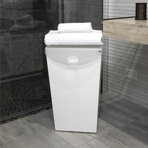 Portabiancheria WAVE 35x38x56 cm in Legno verniciato Bianco Coperchio in plexi Avorio