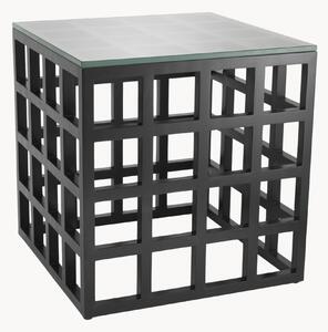 Tavolino in legno di Mindi con piano in vetro Cubico