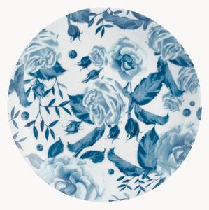 Set di 6 piatti piani in porcellana Blue Rose