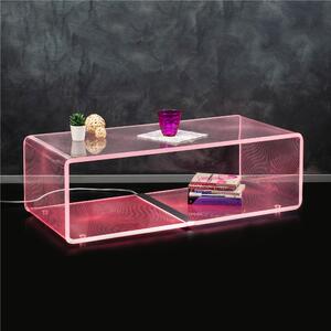 Lampada da tavolo Tavolino luminoso LED EXTRA LARGE RGB 100x45xh31 cm 15 W -6.000 K in Cristallo acrilico inciso Flots