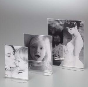 Portafoto in plexiglas Verticale Bifacciale STRASS O per foto 10x15 - 10x6xh15 cm cornice plexiglas trasparente