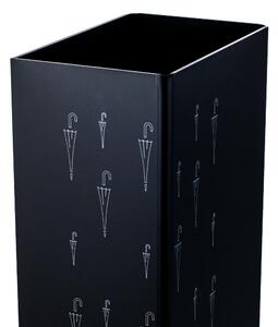 Portaombrelli Rettangolare LONDON 25,5x16xh50,5 cm in cristallo acrilico con disegni colore nero