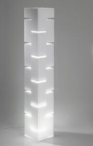 Lampada Da Terra QUADRA 24,5x24,5xh151 cm in Plexi Bicolore con Intagli colore Bianco