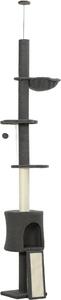 AllMyPets Albero Tiragraffi per Gatti a Soffitto Alto 220-240 cm con Amaca, Casetta, Piattaforme a Fiore e Pali in Sisal colore Grigio - R328CG