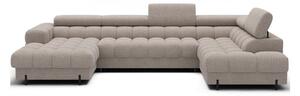 Divano angolare beige allungabile (con penisola a destra/a U) con rivestimento in bouclé Feraria – ELTAP
