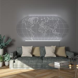 Lampada da Muro Luce calda Wall World Large Realizzata in cristallo acrilico- light cold dimensioni 200x10xH100 cm, spessore 10 mm luce calda