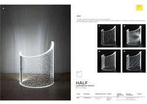 Lampada da tavolo HALF ABSTRACT in cristallo acrilico inciso al laser 16,5x11xh20 cm 5 W -6.000 K in plexiglas acrilico piegato a manne ed inciso