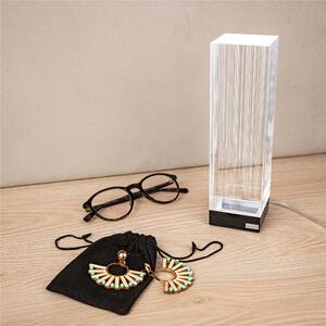 Lampada block piccola da tavolo line, dimensioni 6x6xH20 cm, spessore 60 mm alla base luce calda