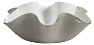 Centrotavola, portafrutta in cristallo acrilico Like Water 22xh10 cm colore tortora satinato