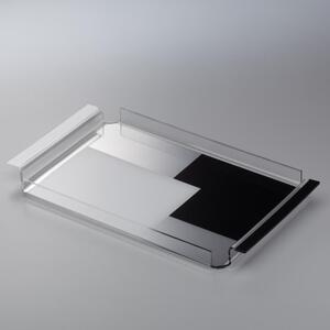 Vassoio da tavola in plexiglas 35x20,5xh2.5 cm con maniglie decoro tetris