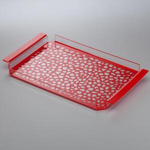 Vassoio da tavola in plexiglas 35x20,5xh2.5 cm con maniglie decoro Pav� rosso