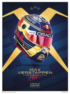 Stampa d'arte Max Verstappen - Helmet World Champion 2023, (40 x 50 cm)