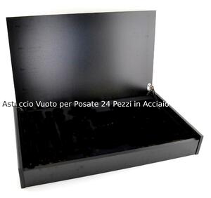 Astuccio legno per posate in Acciaio Vuoto da 24 pezzi -6 Forchette -6 Cucchiai-6 Coltelli da tavola - 6 cucchiaini caffe