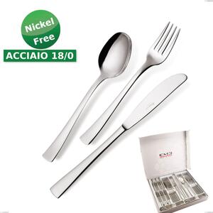 Cofanetto 24 pezzi coltello economico Alfa 18/0 nichel free, (Acciaio 18/ C) Nichel Free, spessore 2 mm- posate