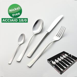 Confezione vetrina 6 pezzi caff� Alfa Satinata 18/0 nichel free, (inox 18/ 0) Nichel Free, spessore 2 mm