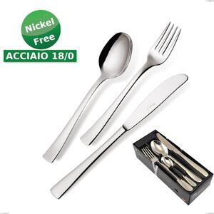 Confezione salvaspazio 24 pezzi coltello economico Alfa 18/0 nichel free, (Acciaio 18/ C) Nichel Free, spessore 2 mm