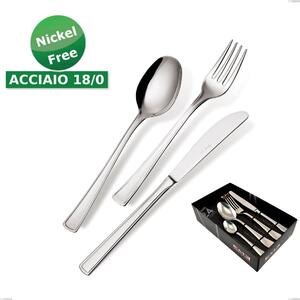 Confezione vetrina 24 pezzi coltello economico Ambassador 18/0 nichel free, (Acciaio 18/ 0) Nichel Free, spessore 2 mm- posate
