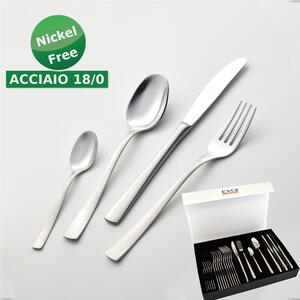 Set di posate 24 pezzi Alfa Satinata 18/0 nichel free in confezione panoramica a libro coltello economico, (inox 18/ 0) Nichel Free, spessore 2 mm