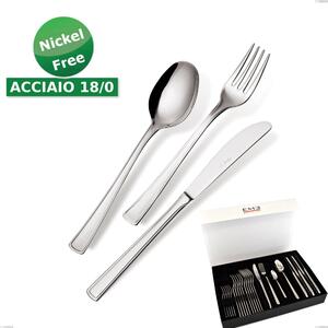 Set di posate 24 pezzi Ambassador 18/0 nichel free in confezione panoramica a libro coltello economico, (Acciaio 18/ 0) Nichel Free, spessore 2 mm